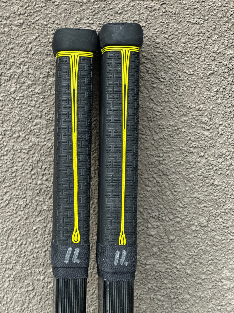 Mikael Backlund Signed Game used stick + Memory in Bloom hoodie