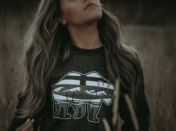 AlBearta Print Unisex Marled Crewneck